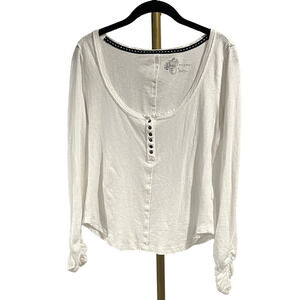 Anthropologie Pilcro White Long Sleeve Henley top